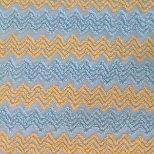 Groovy Vintage Blue and Yellow Chevron Chenille Blanket